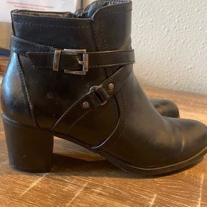 Black leather booties